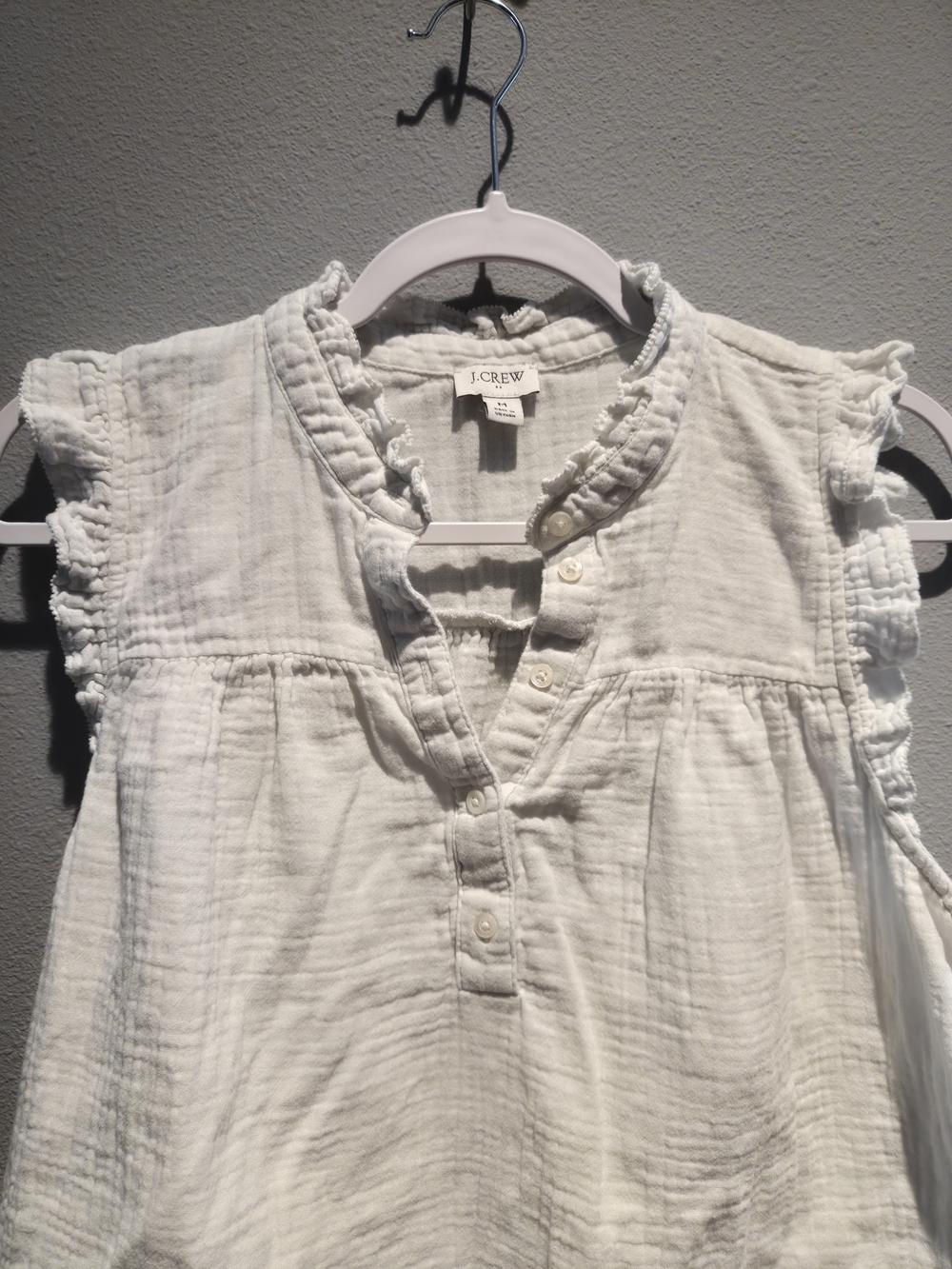 J.Crew Light Gauze Ruffle Sleeve Tank - White